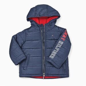 Tommy Hilfiger Toddler Boys Puffer Jacket Navy Blue Hooded Coat 3T TBFGM04D-405